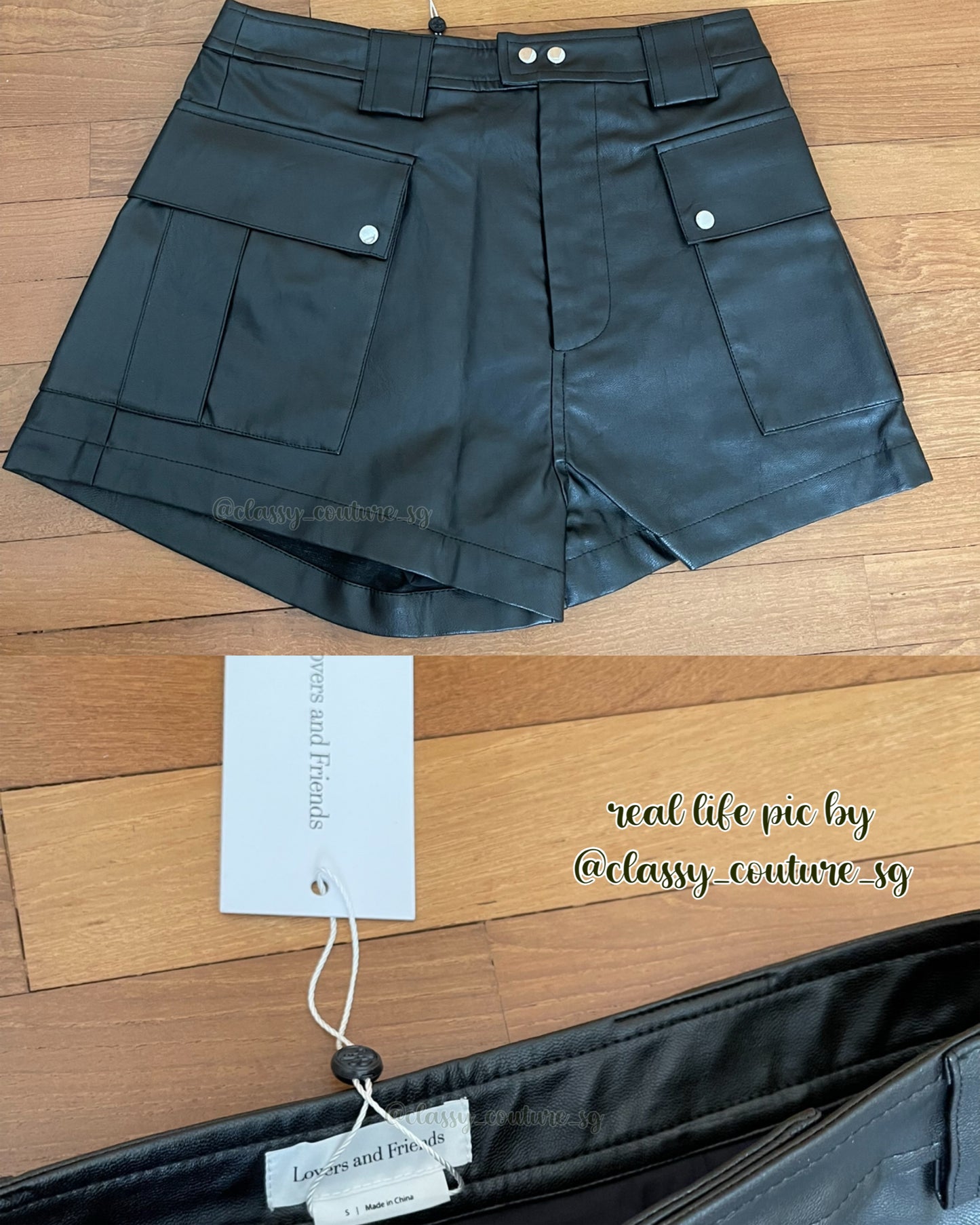 LF Baldwin Faux Leather Shorts in Black