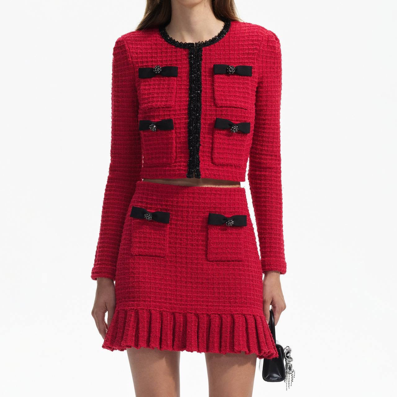 SP Red Knit Cardigan | Mini Skirt | Set