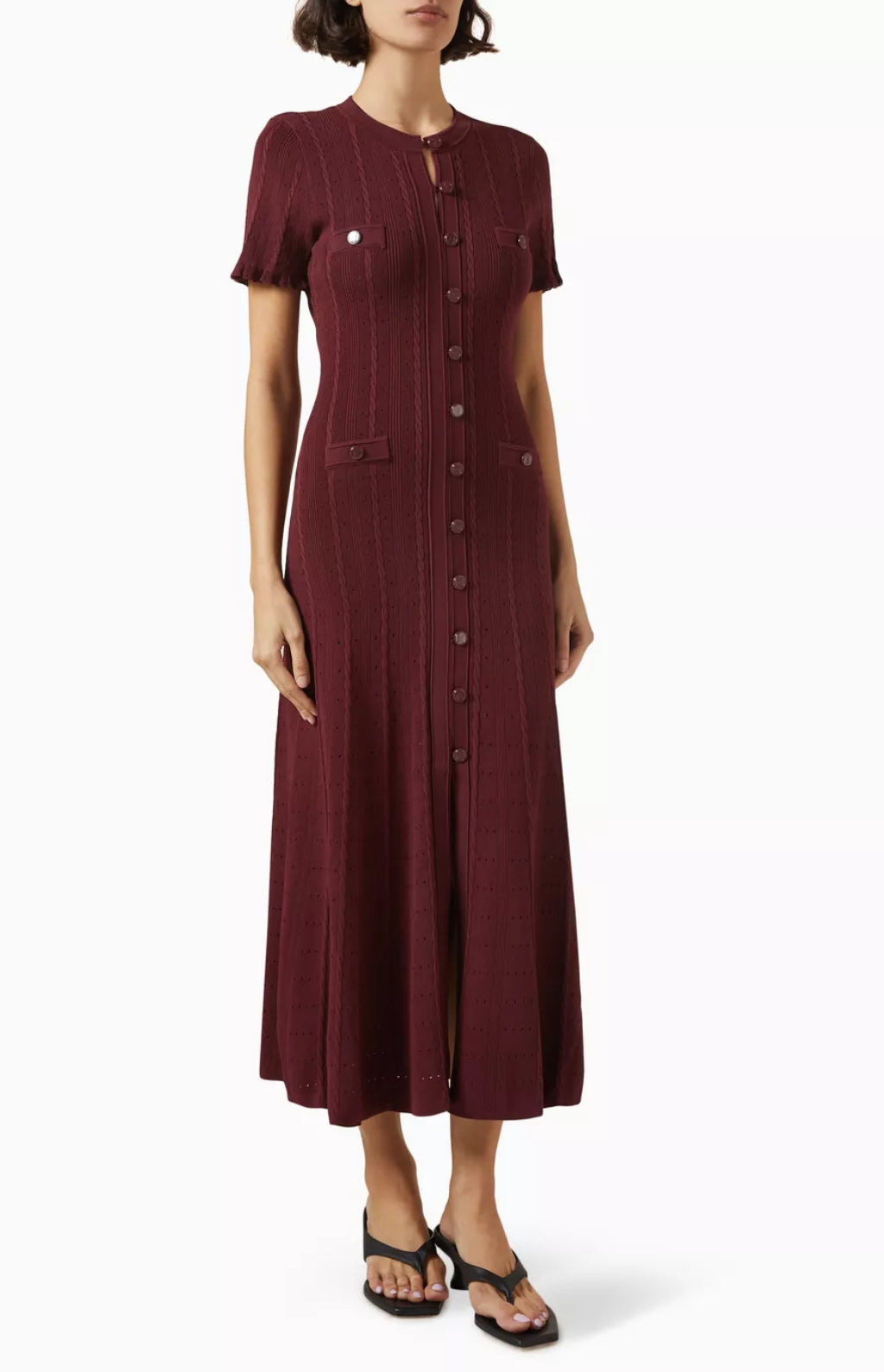 SD Short Sleeve Knit Ruffle Midi Maxi Dress