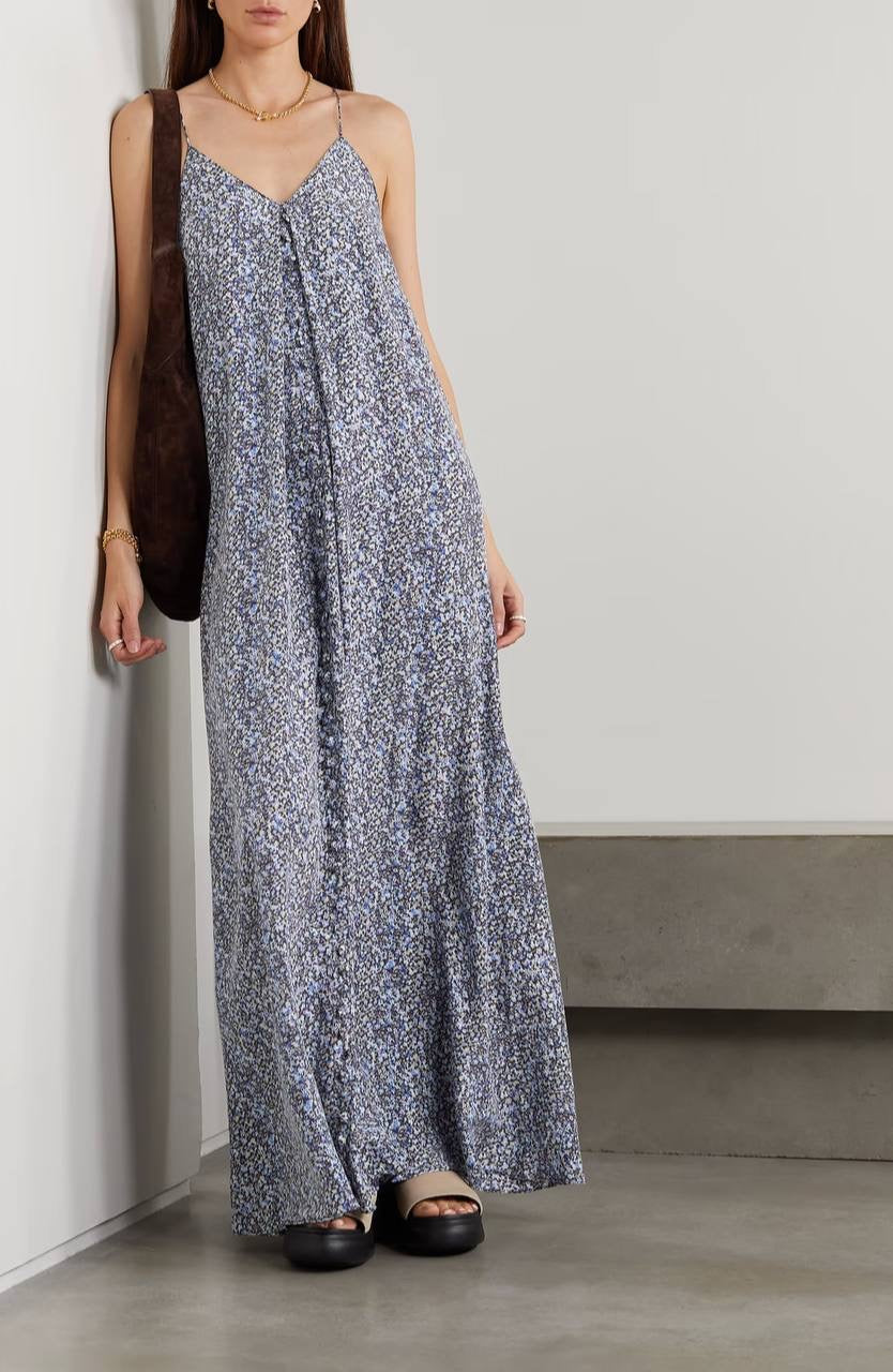 JOS Isobel Tie-Back Floral Silk Maxi Dress
