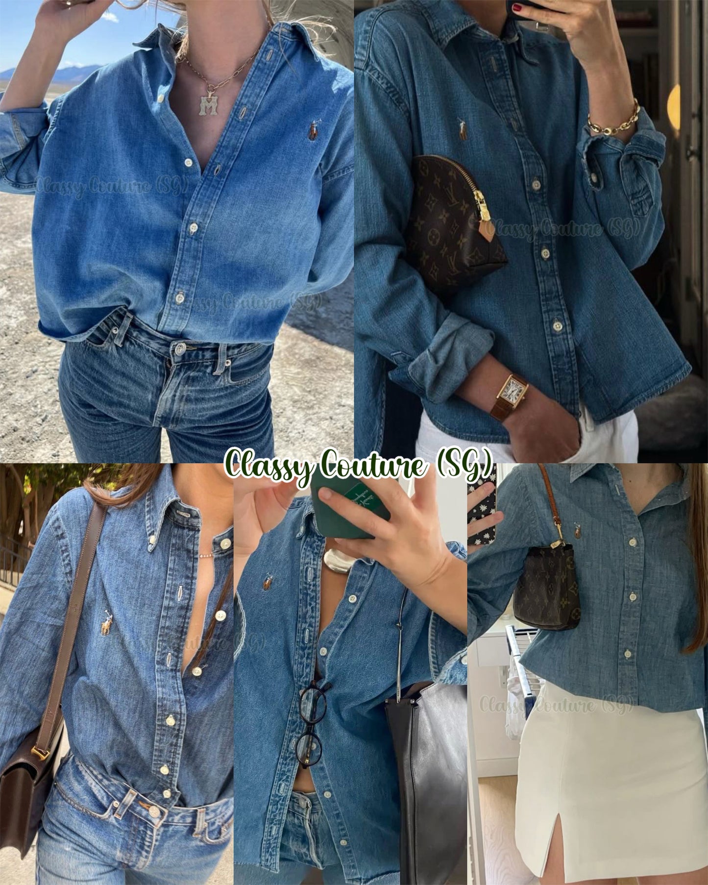 RL Men’s / Unisex Custom Slim Fit Denim Cotton Shirt