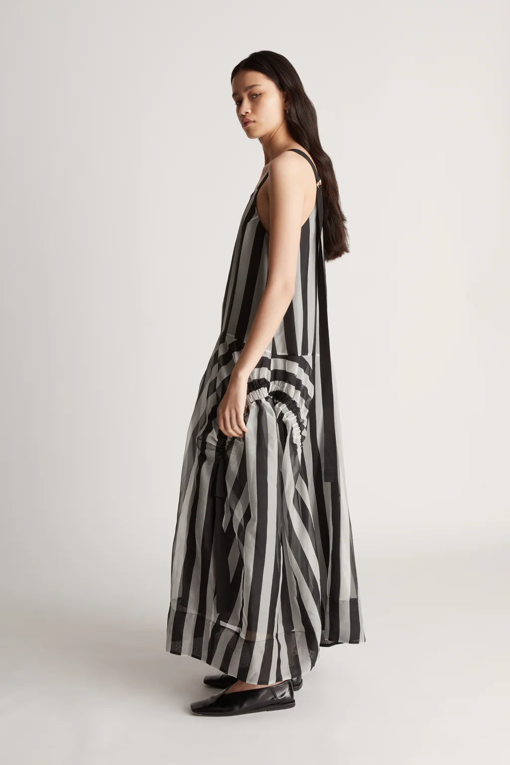 LM Marlow Silk Sheer Shirt | Apron Midi Dress