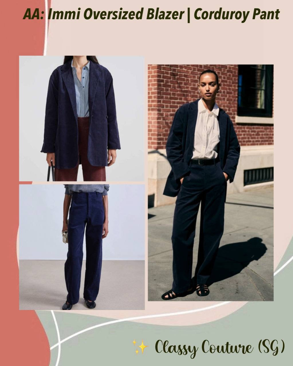 AA Immi Oversized Blazer | Meridian Pants | Cotton Corduroy Set