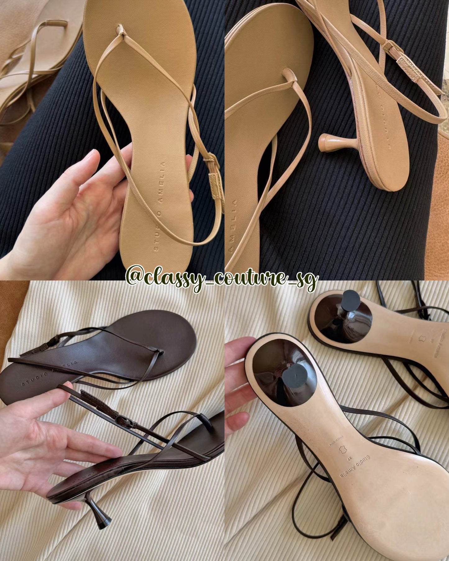 SA Wishbone 50 Heel Leather Thong Sandals