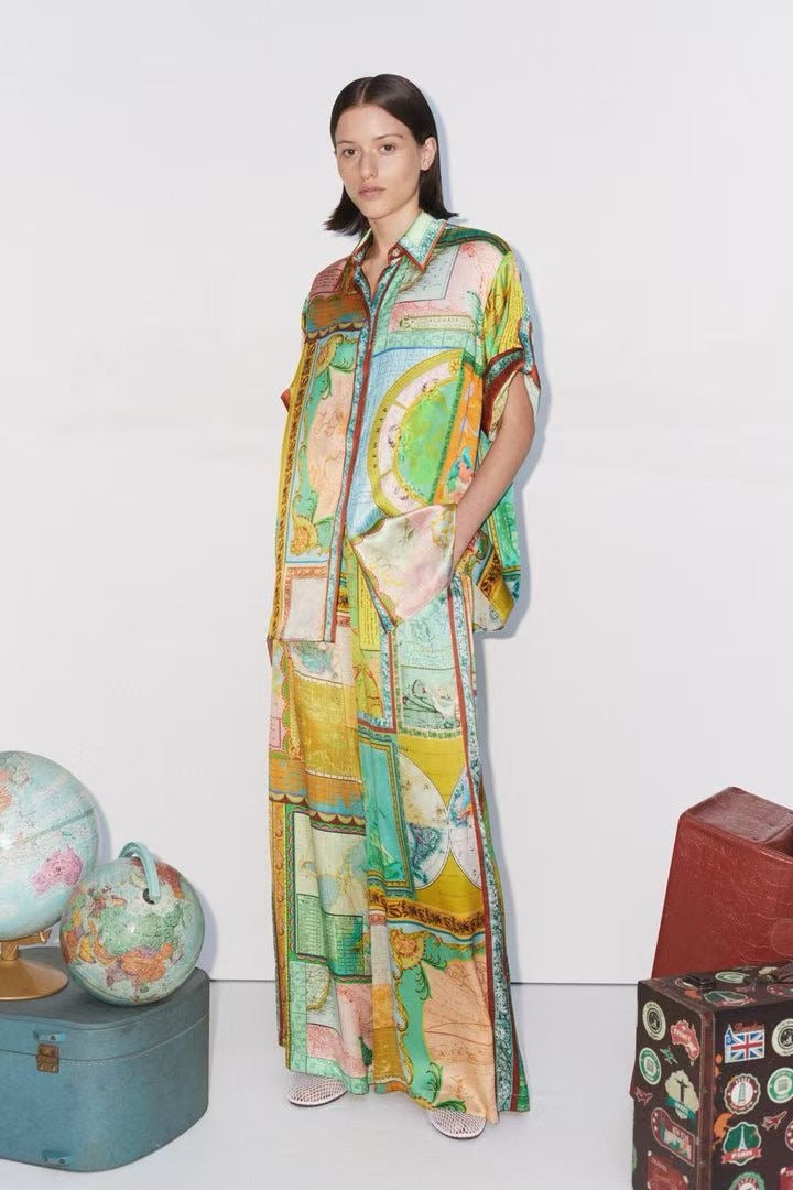 ALM La Charrasca & Franca & Atlas Silk Satin Shirt | Pants | Set
