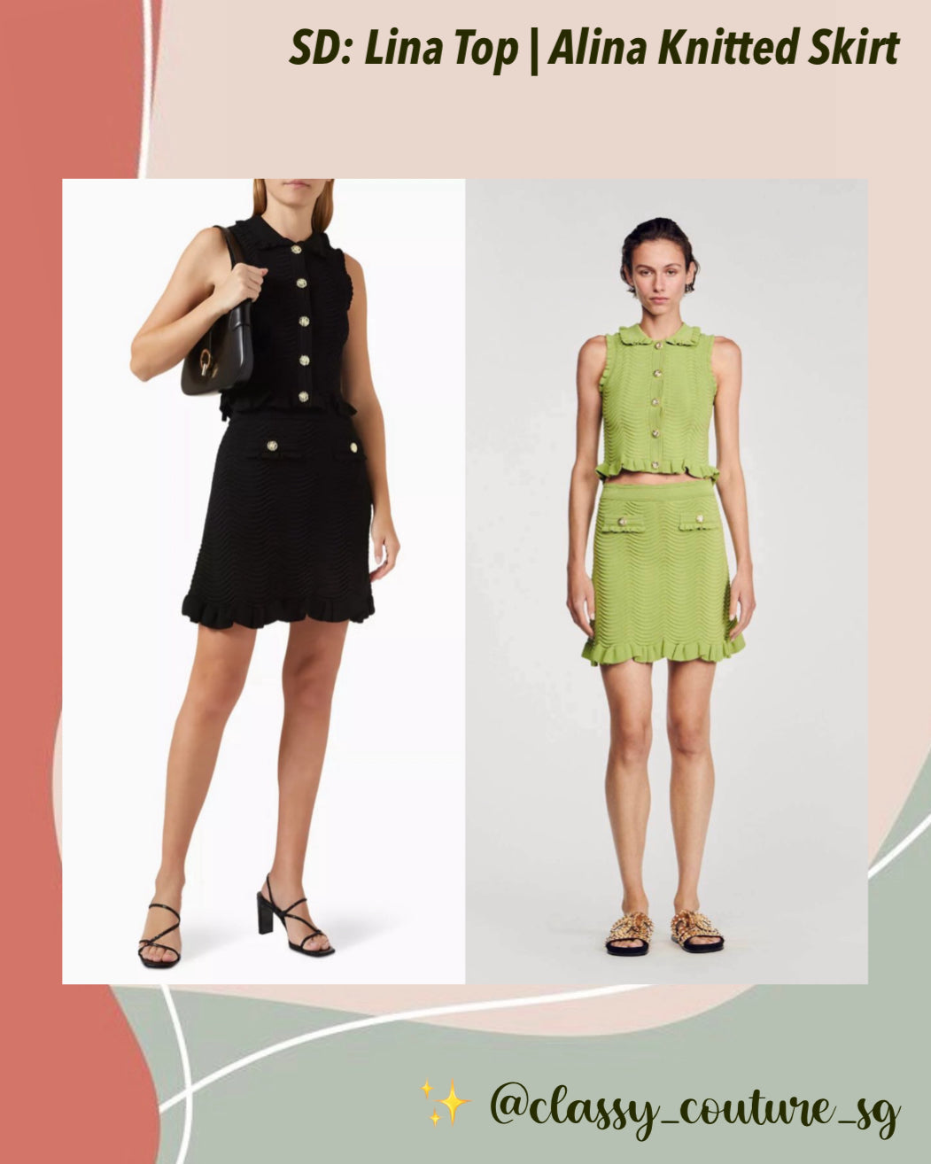 SD Lina Sleeveless Knit Top | Alina Short Knitted Skirt | Set