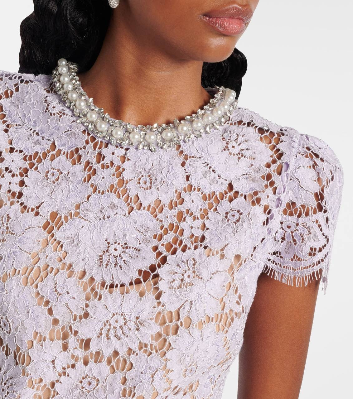 SP Lilac Lace Shift Short Sleeve Mini Dress