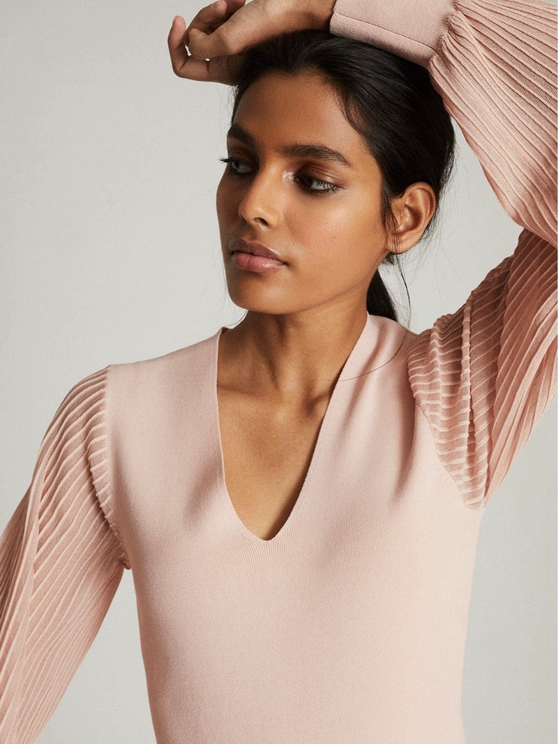 RS Rosalie Scoop Neck | Savannah V Neck Sheer Sleeve Top