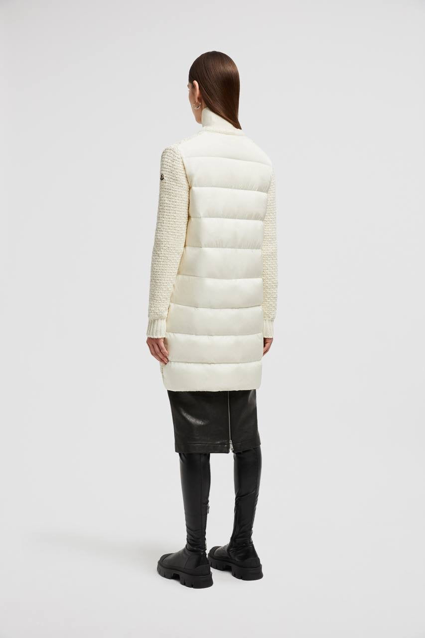 MC Mixed Media Padded Down Wool-Cotton Long Cardigan