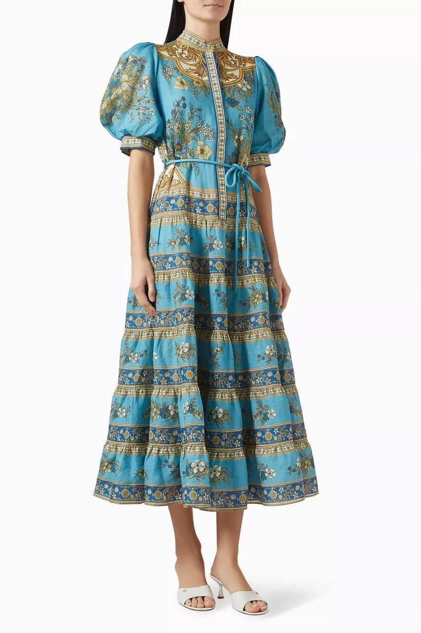 ALM Cassie Tiered Ramie Midi Dress