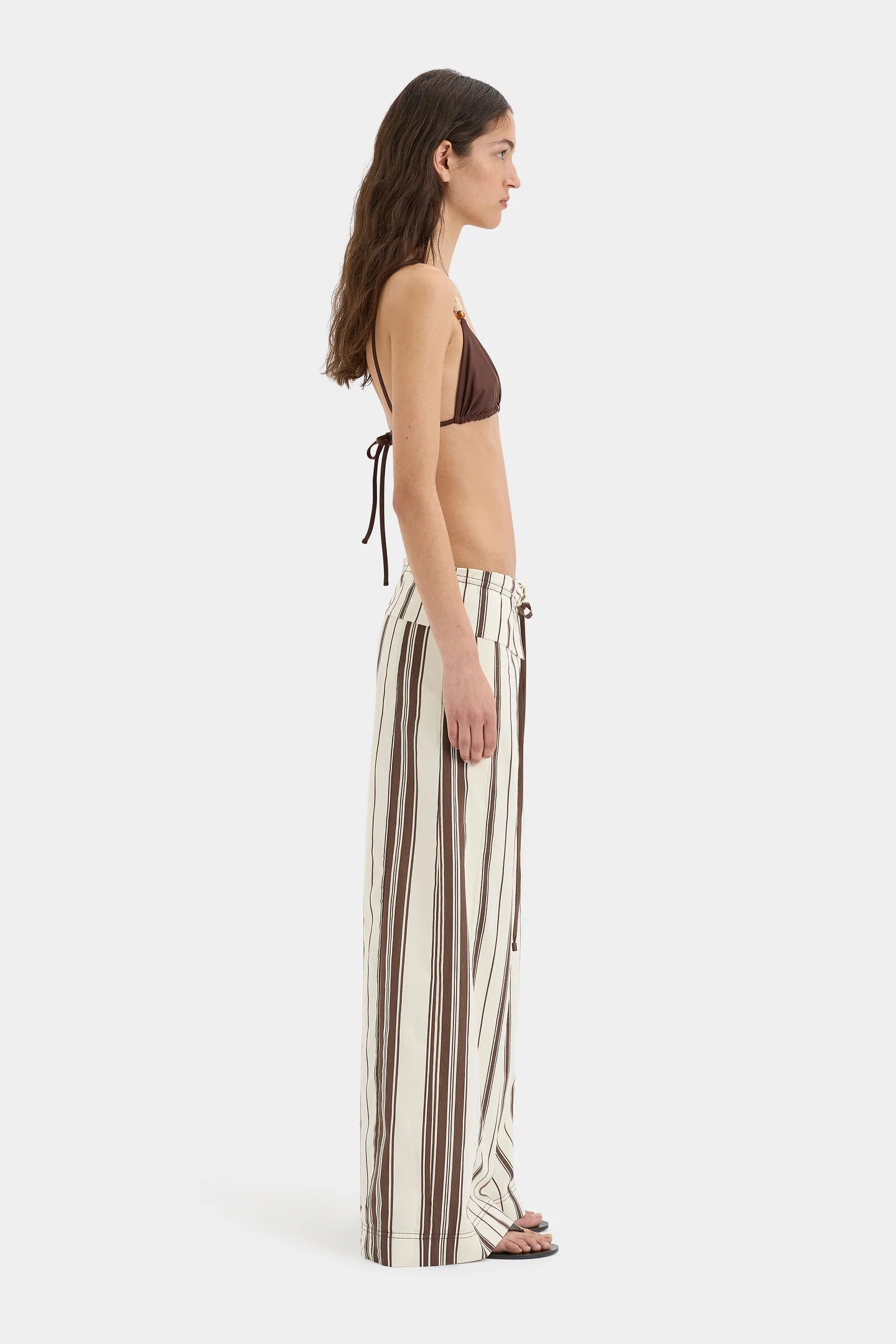 STL Cannoli Folded Mini Skirt | Pants | Cotton Blend Chocolate Stripe