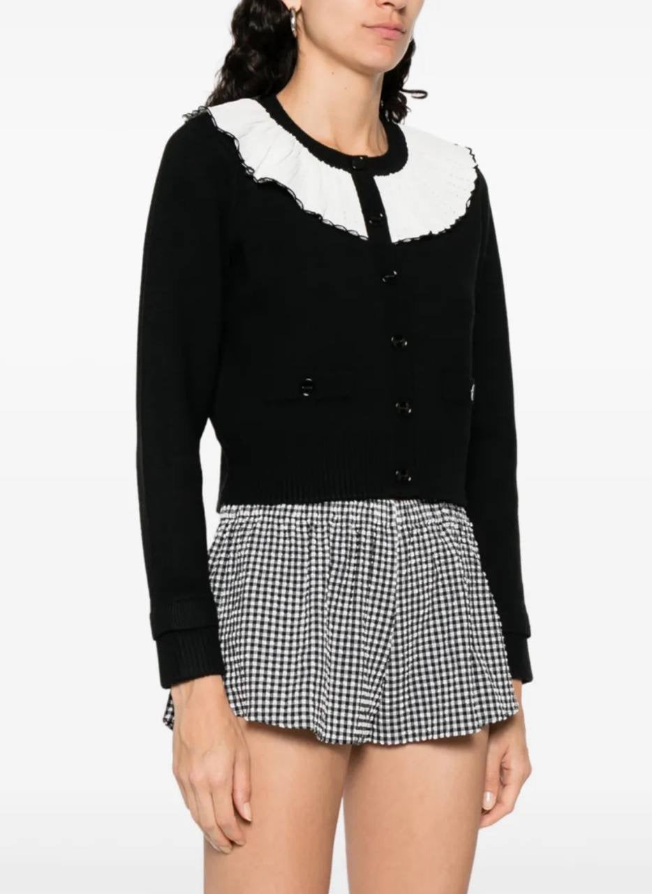 SD Roman Wool-Blend Ruffle Collar Cardigan
