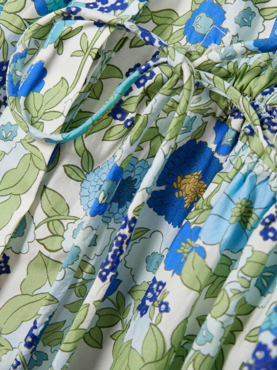 ALM Pam Cotton Floral Ruched Sleeve Mini Dress