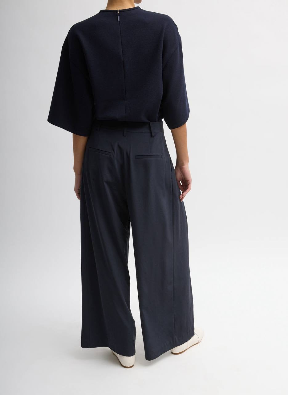 TB Mica Crepe Easy T-Shirt in Navy blue