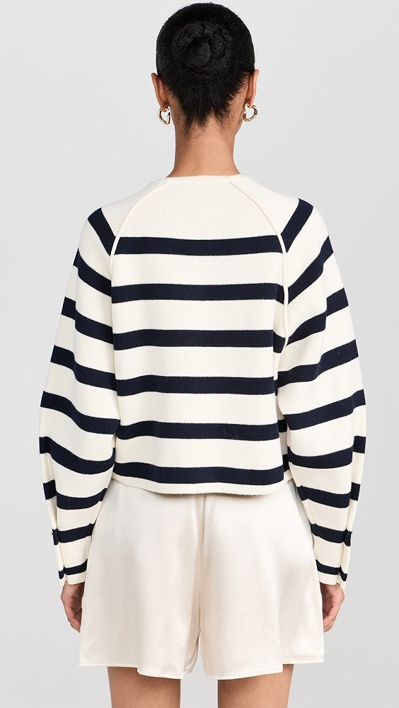 BA Massimo Striped Cardigan in Ecru/Navy