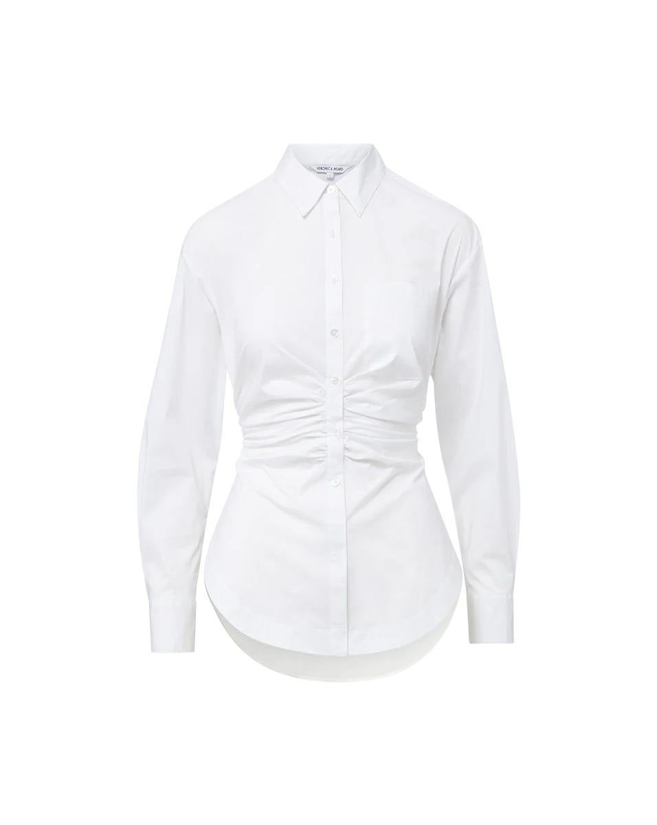 VB Bosco Ruched Cotton Blend Shirt Top