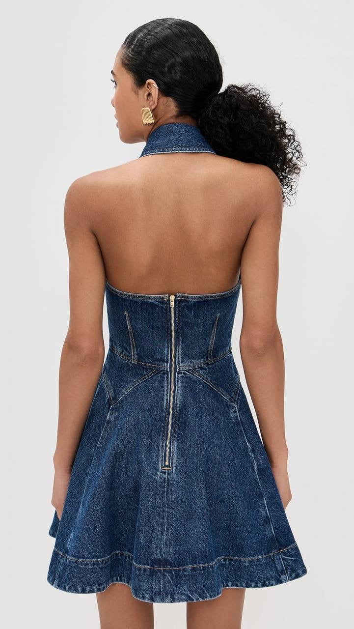 SP Denim Sleeveless Flared Mini Dress Jisoo