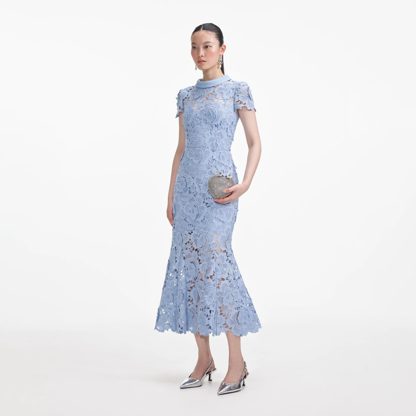 SP Blue Flower Lace Mini Dress | Contrast Collar Midi Dress