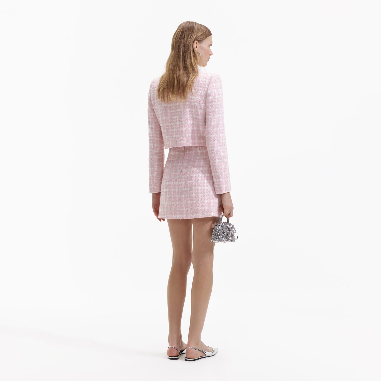 SP Pink Boucle Collar Jacket | Button Mini Skirt | Set