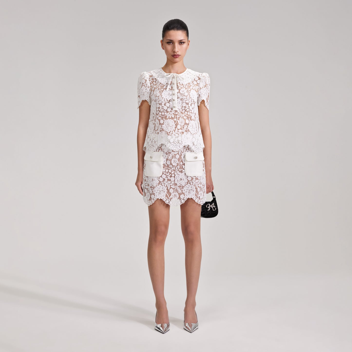SP White Cord Lace Top | Mini Skirt | Set