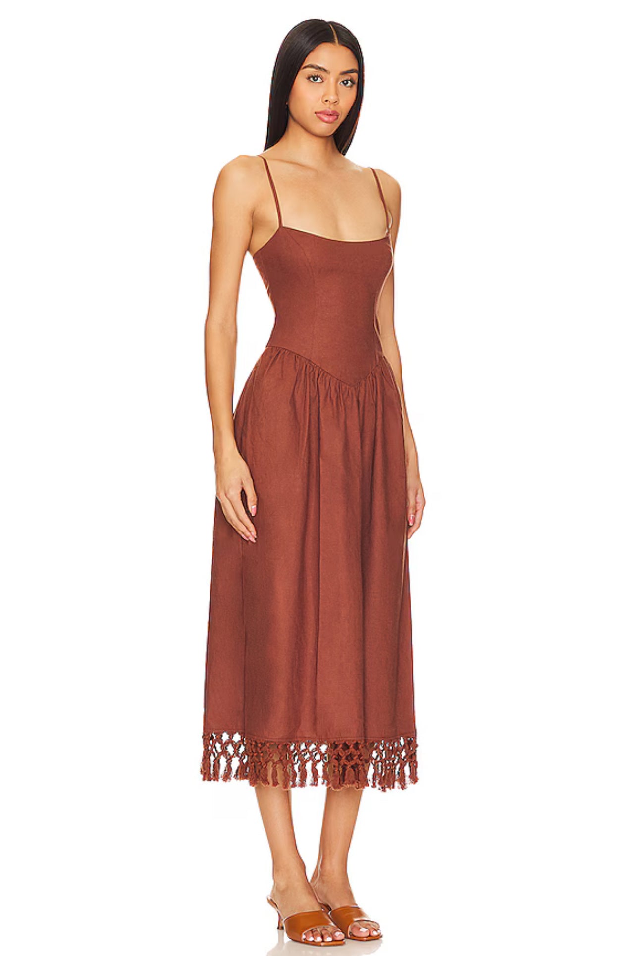 TLR Lexi Linen-Blend Midi Dress