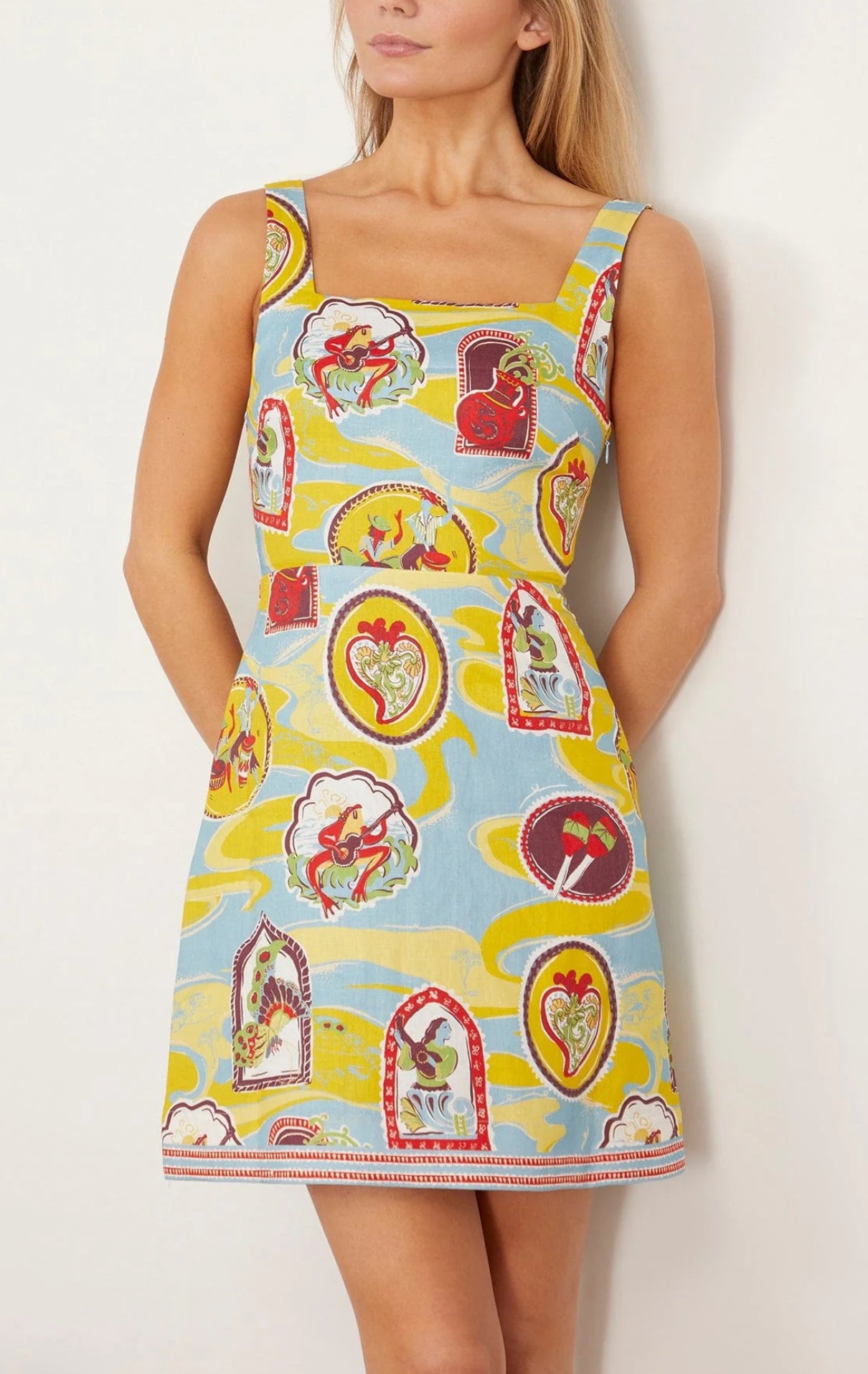 ALM Emilio Tie Back Linen Mini Dress