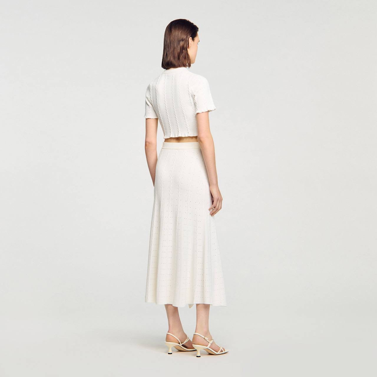 SD Nice Pointelle-Knit Cropped Cardigan Top | Venice Midi Skirt | Set