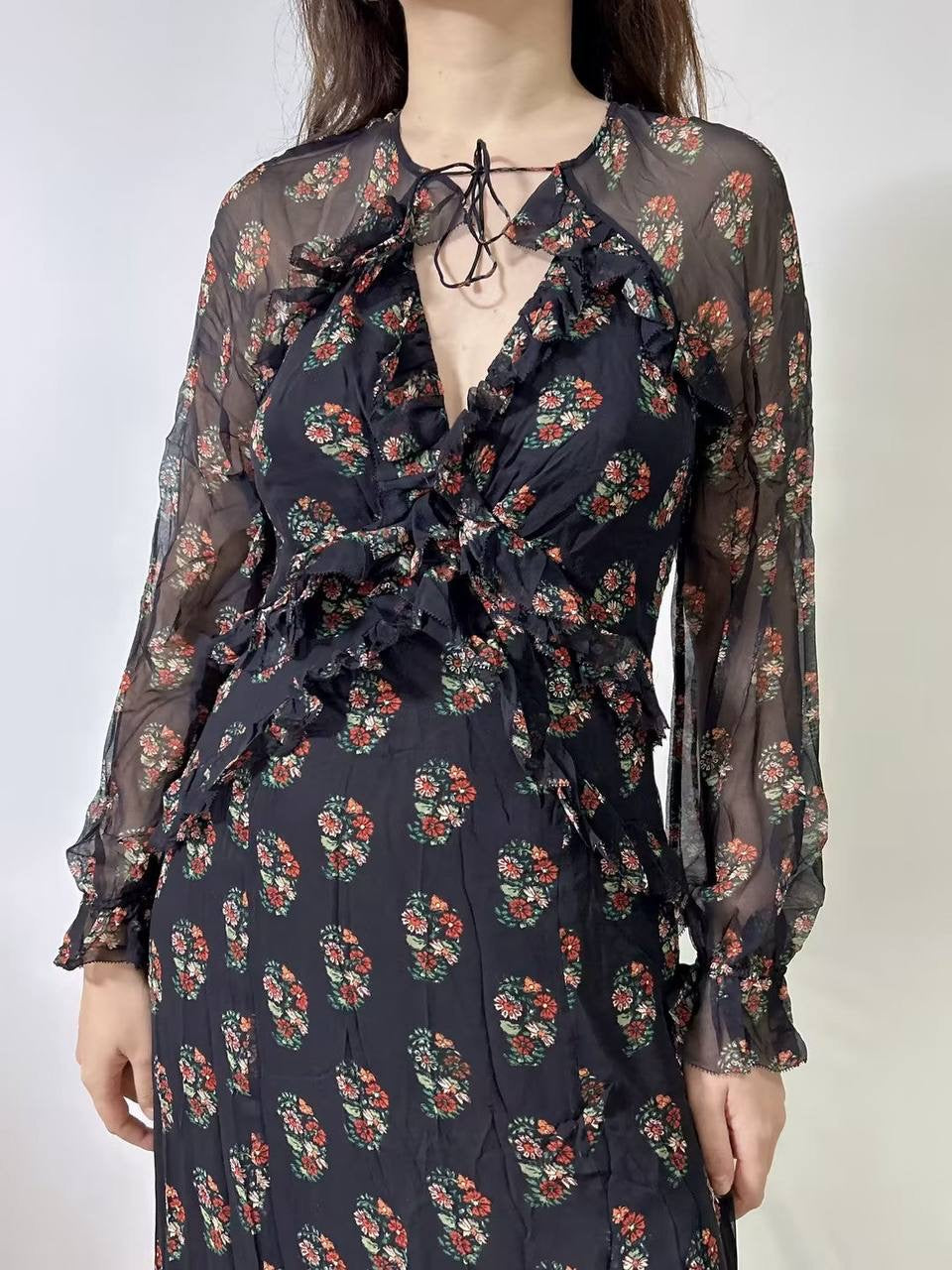 DN Saffron Floral Silk Maxi Dress