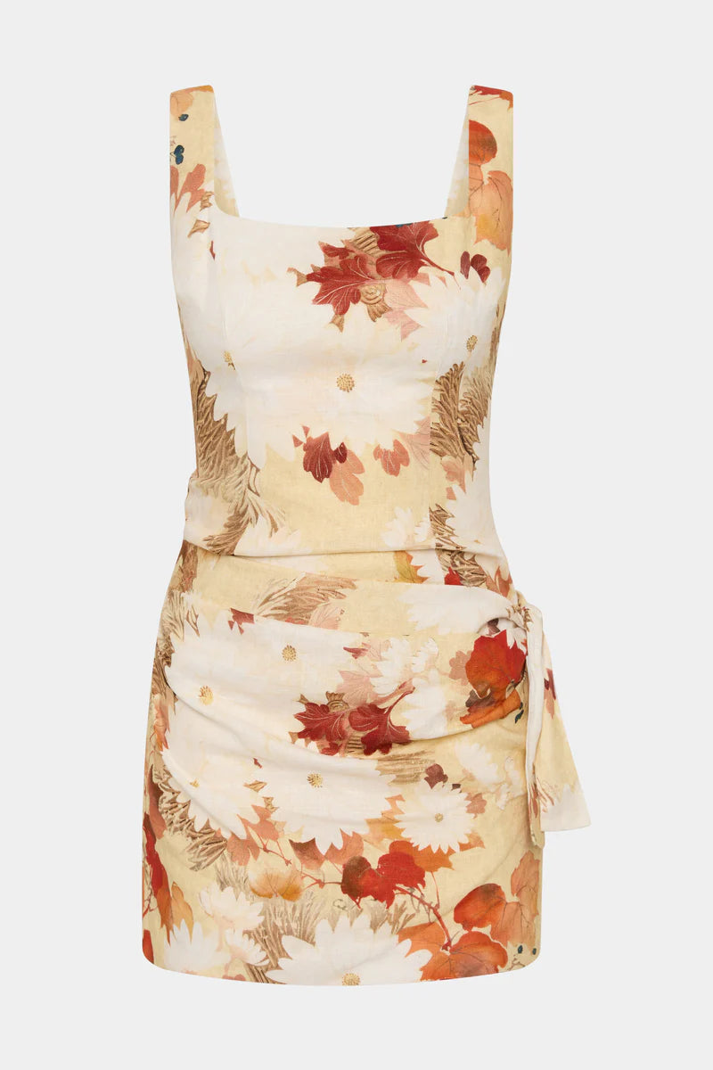 SALE! STL Jessamine Linen Tie Mini Dress in Posy Floral