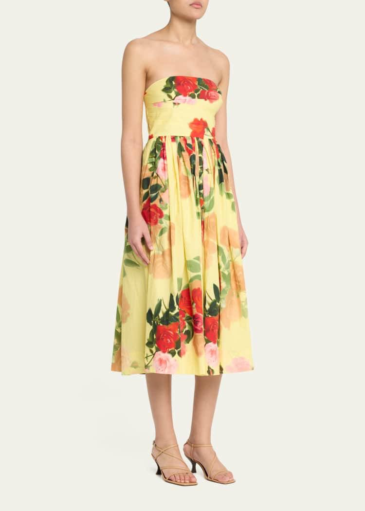 CC Daria Strapless Cotton Midi Dress