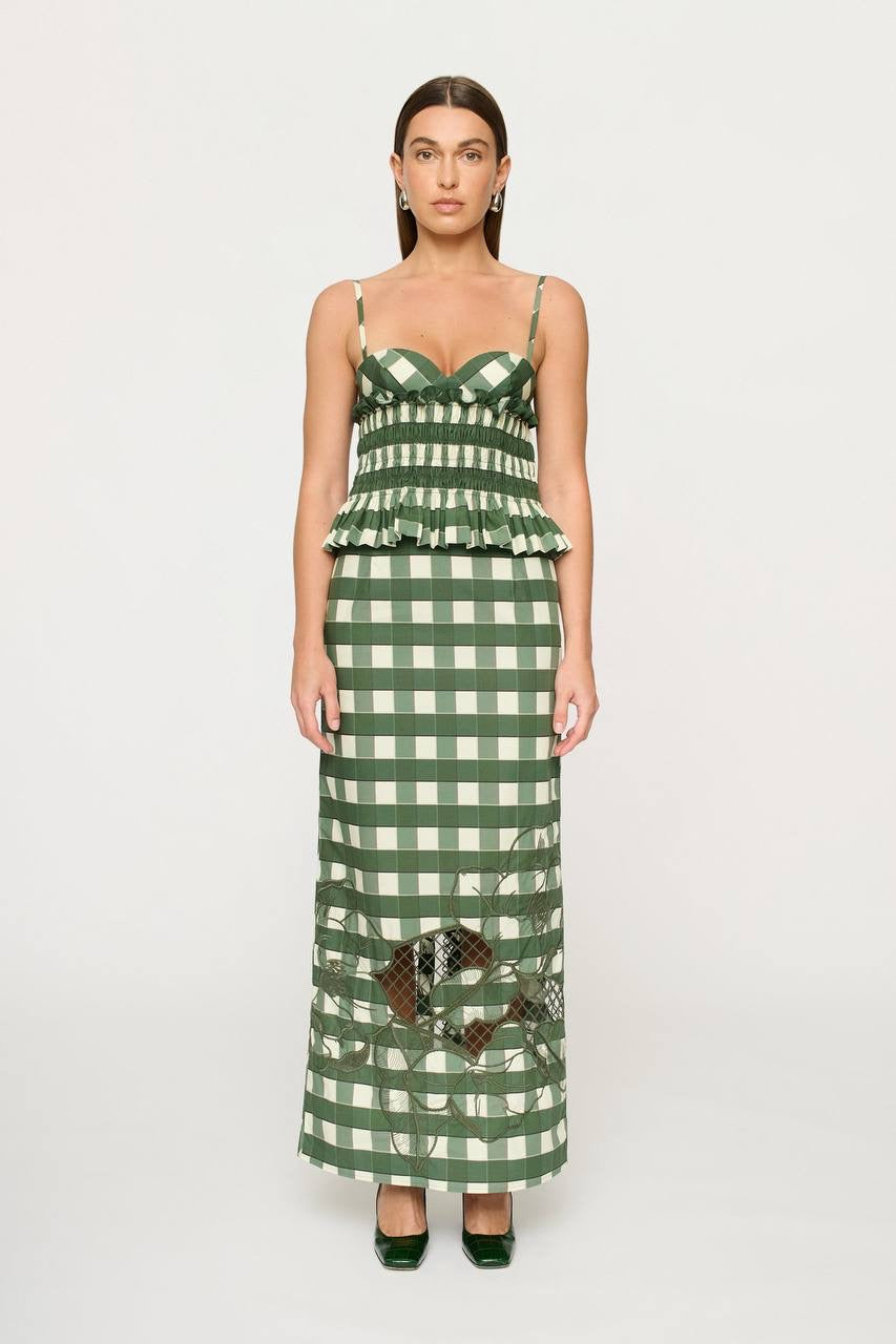 CLE Celeste Shirred Top | Esme Embroidered Midi Skirt | Cotton Set