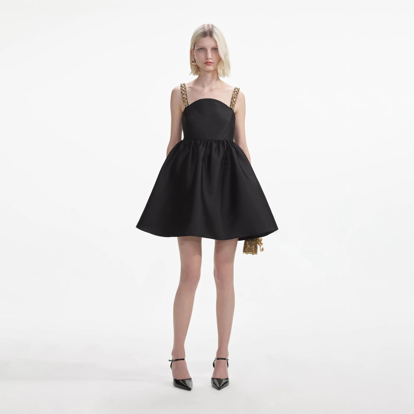 SP Black Taffeta Embellished Mini Dress Jisoo