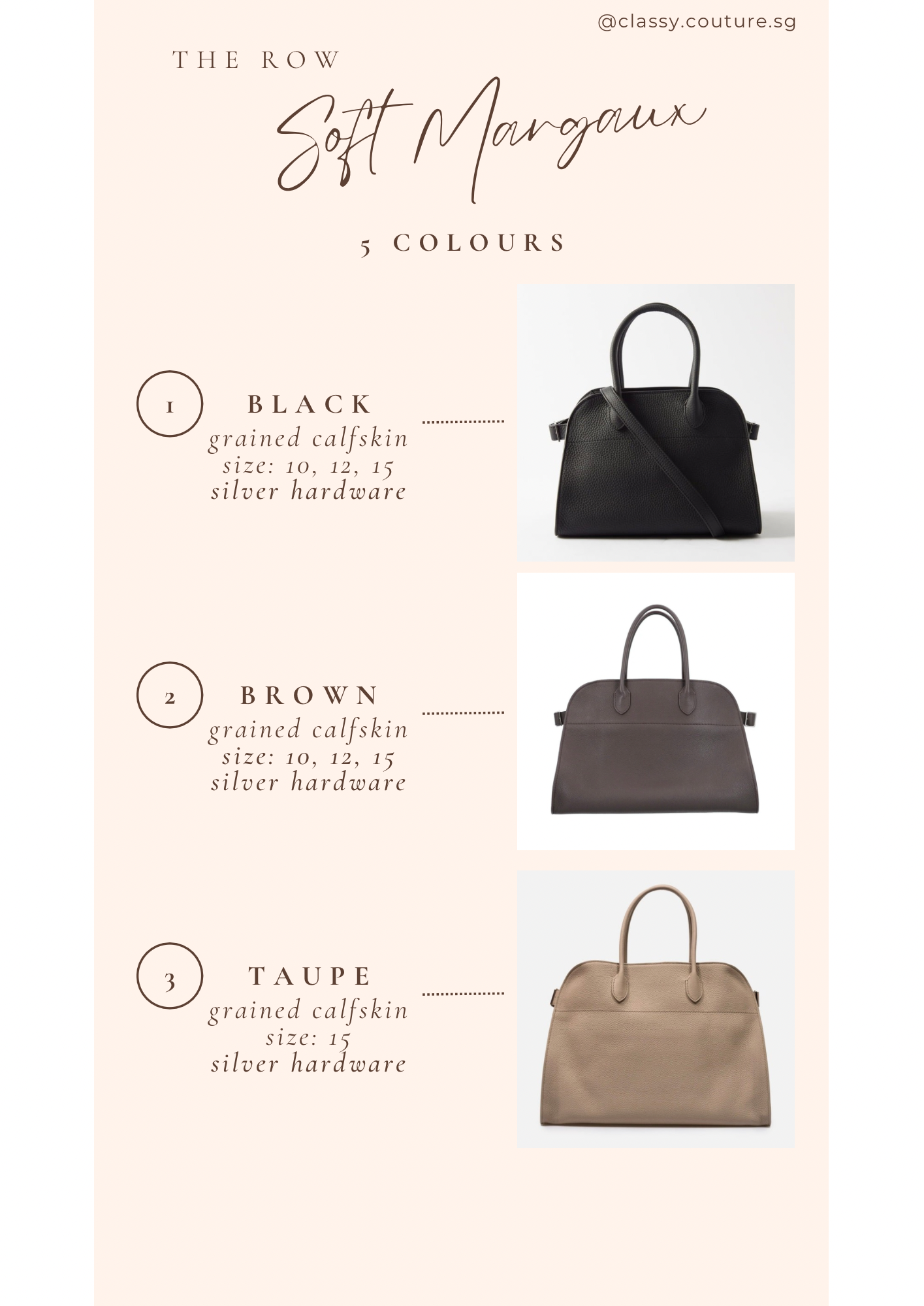 TR Soft Margaux 10 / 12 / 15 Bag in Calfskin Leather