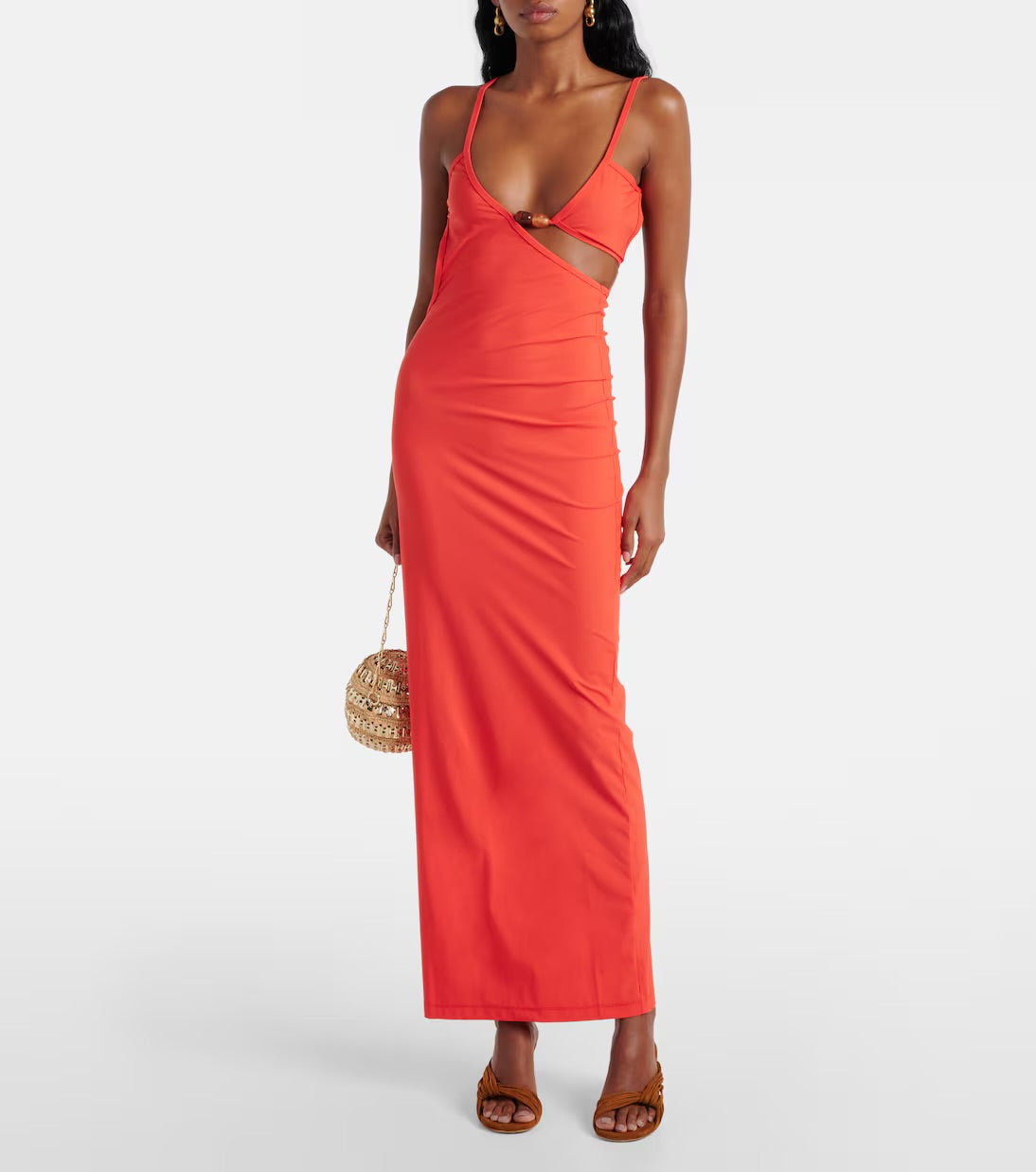 CE Crystal Embellished Maxi Dress in Red