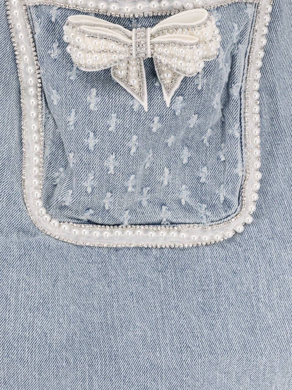 SP Light Blue Denim Bow Mini Dress