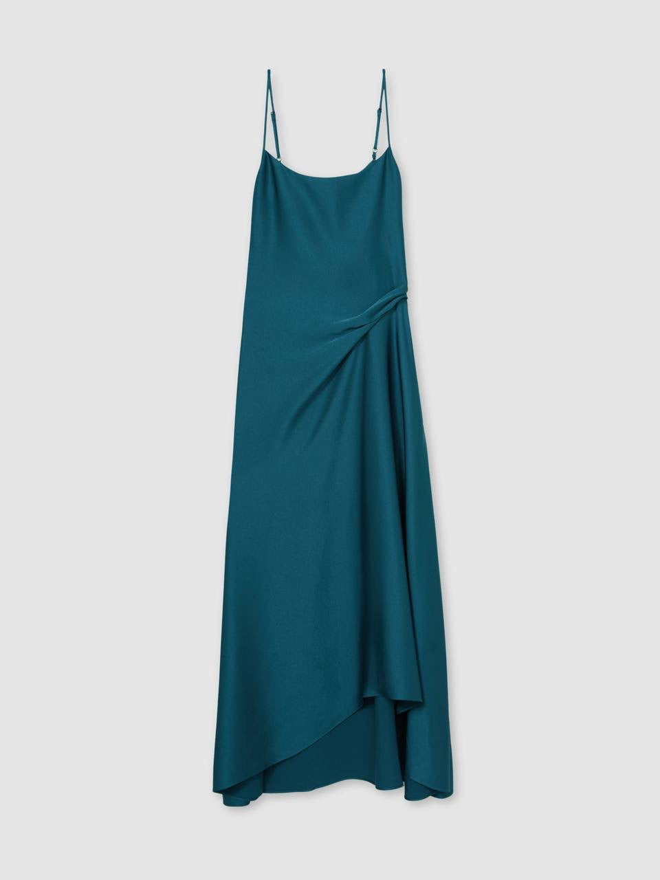 RS Zoey Viscose-blend Satin Drape Detail Slip Midi Dress