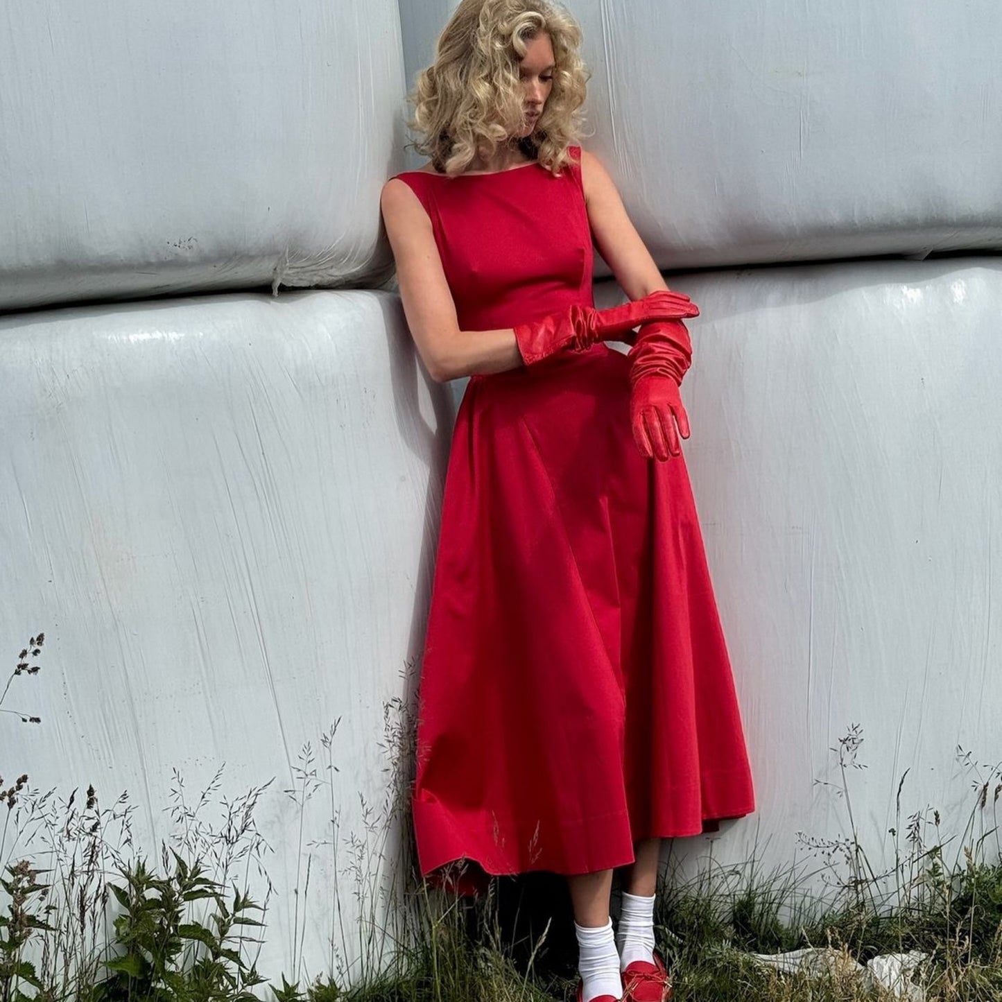 Restock! HS Stretch-Cotton Sateen Midi Dress