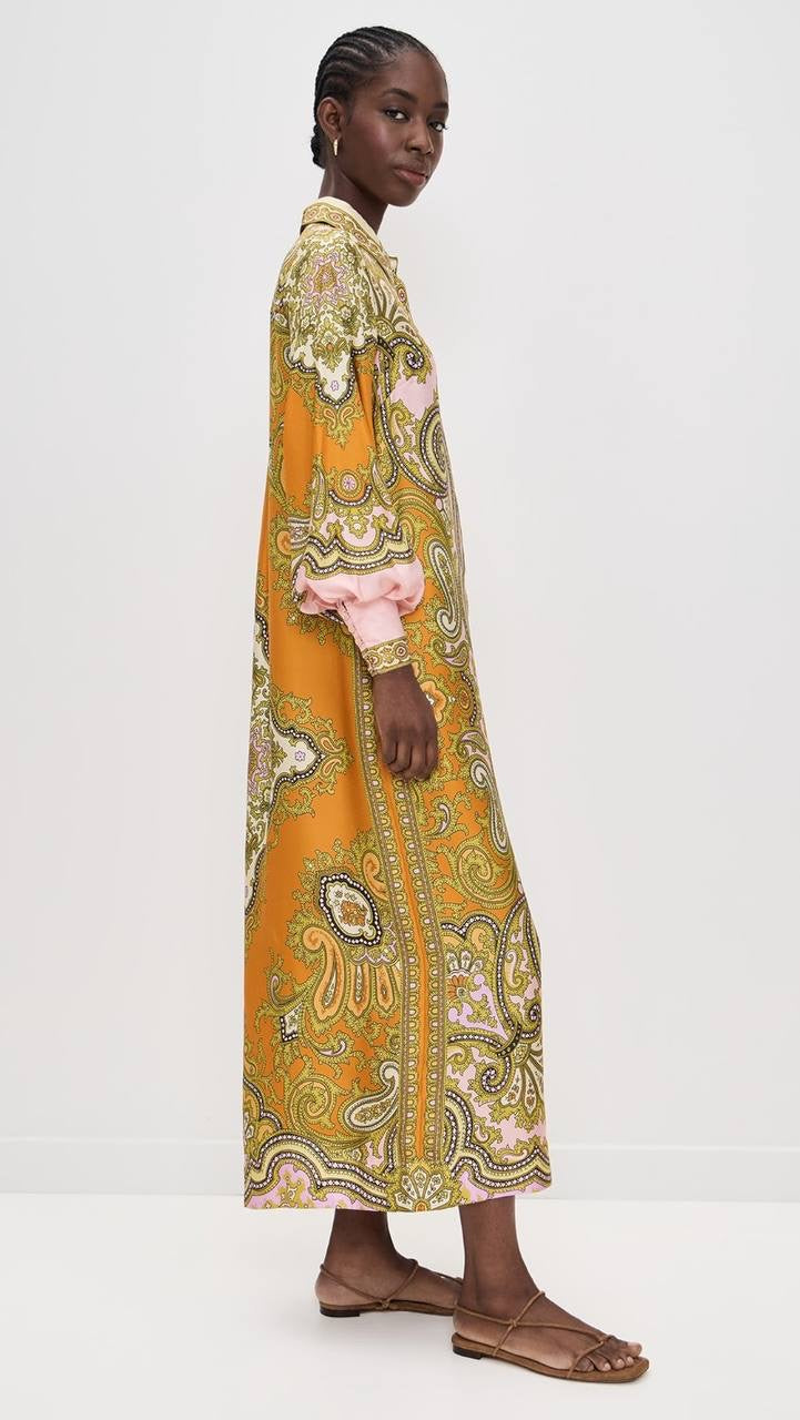 ALM Clemenza Silk Shirtdress Midi Dress