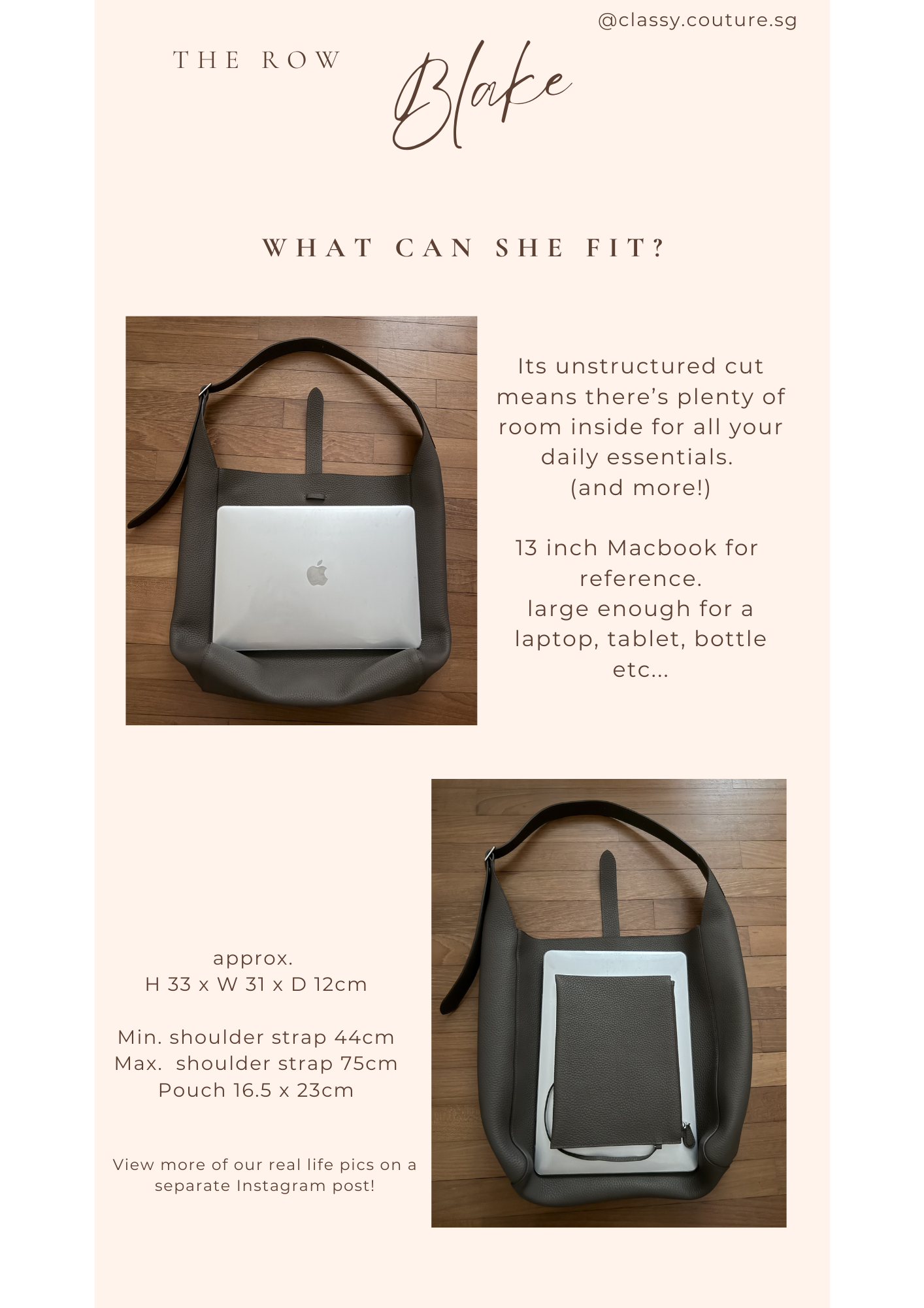 3 Colours! TR Blake Grained Calfskin Leather Bag
