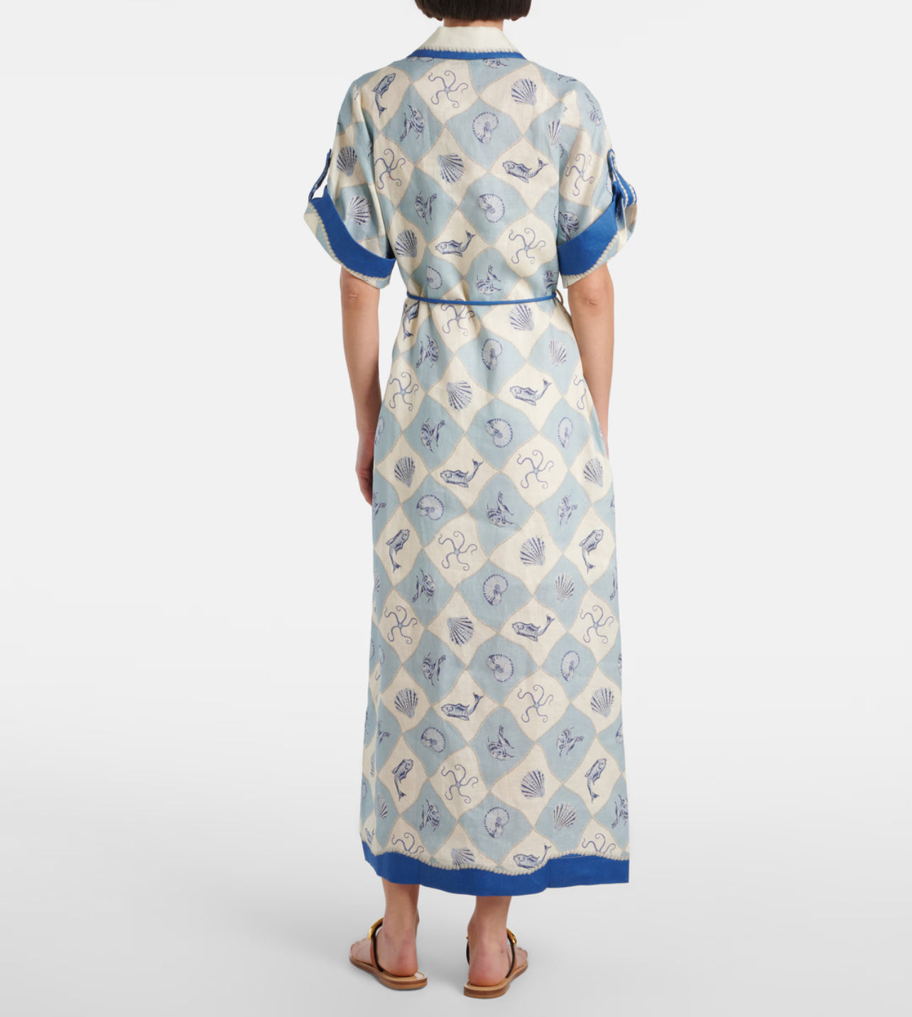 ALM Pia Printed Linen Midi Dress Shirtdress