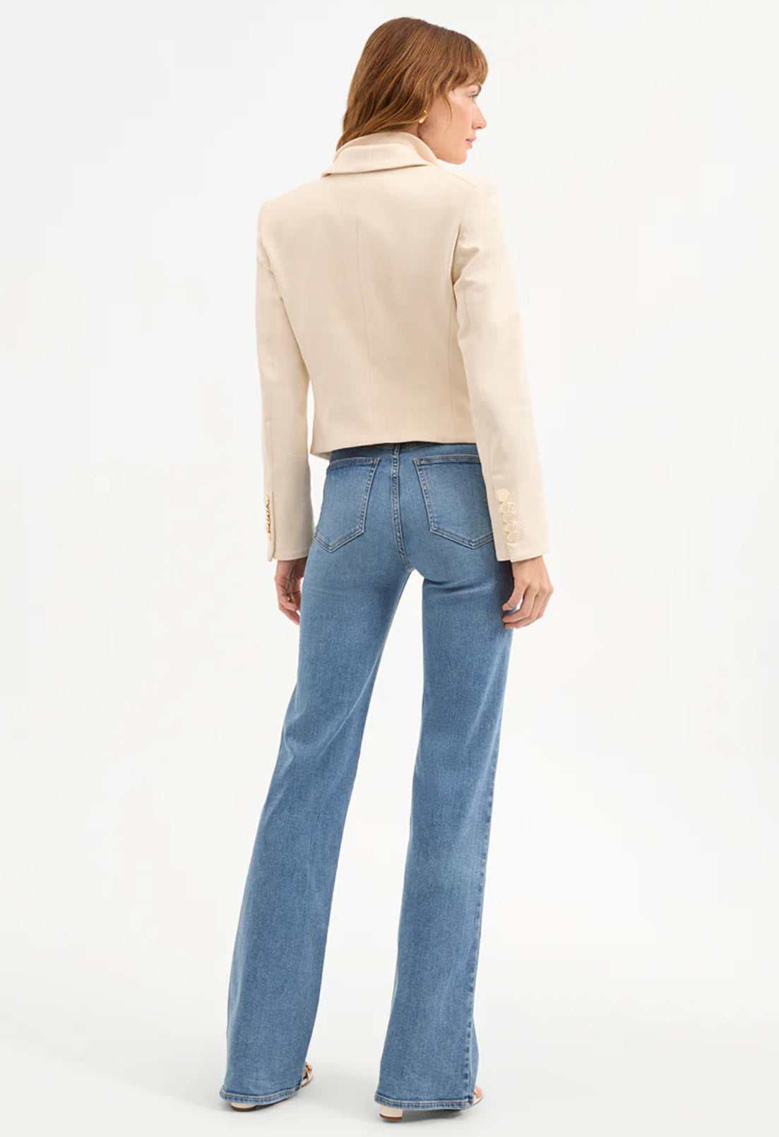 VB Diego Dickey Jacket | Liana Button-Up Vest Top | Kimra Straight-Leg Pant | Ecru Stretch-Cotton Set