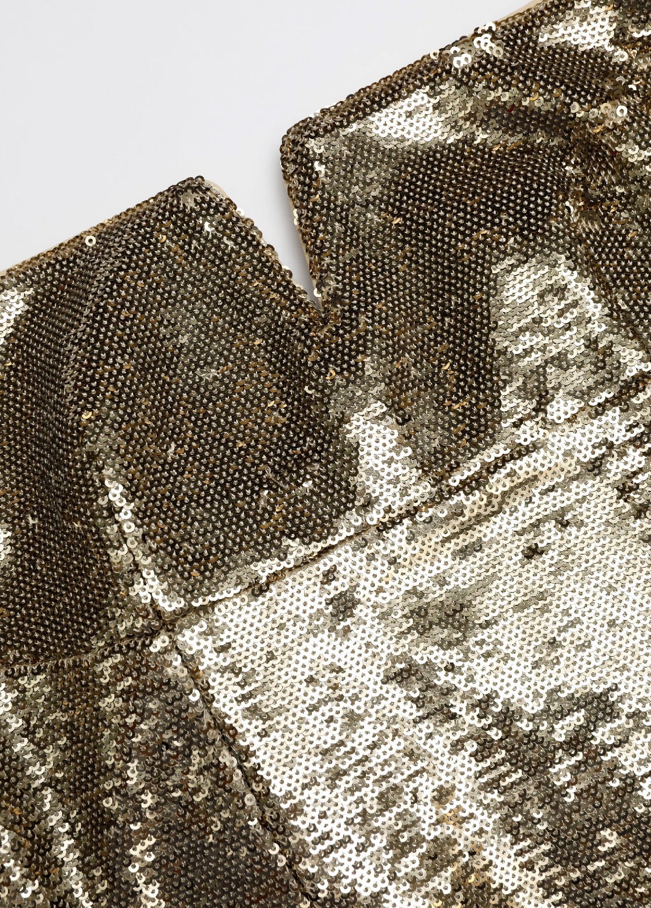 RM Gold Square Neckline Sequin Cocktail Midi Dress