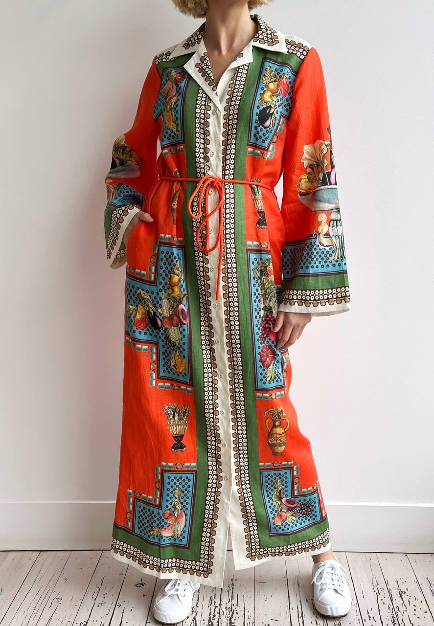 ALM Rocco Linen Shirtdress Midi Dress