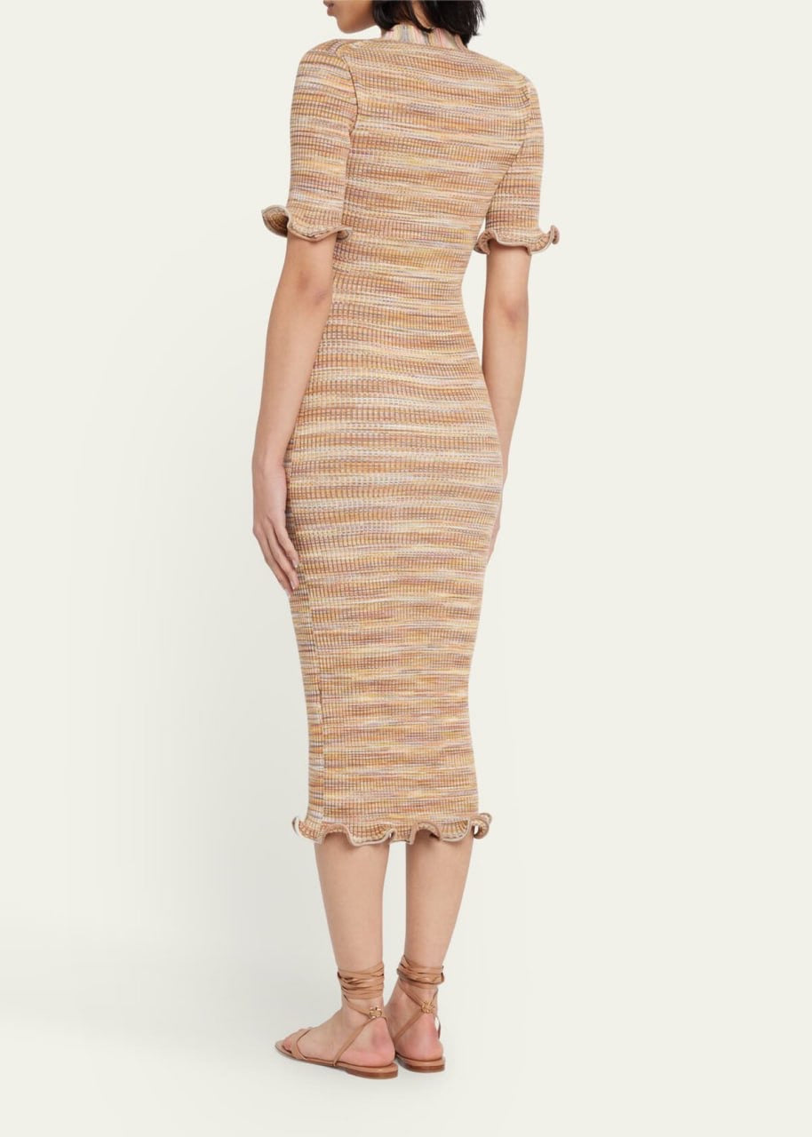 Jon Sim Joei Space-dyed Knit Lettuce-edge Midi Dress