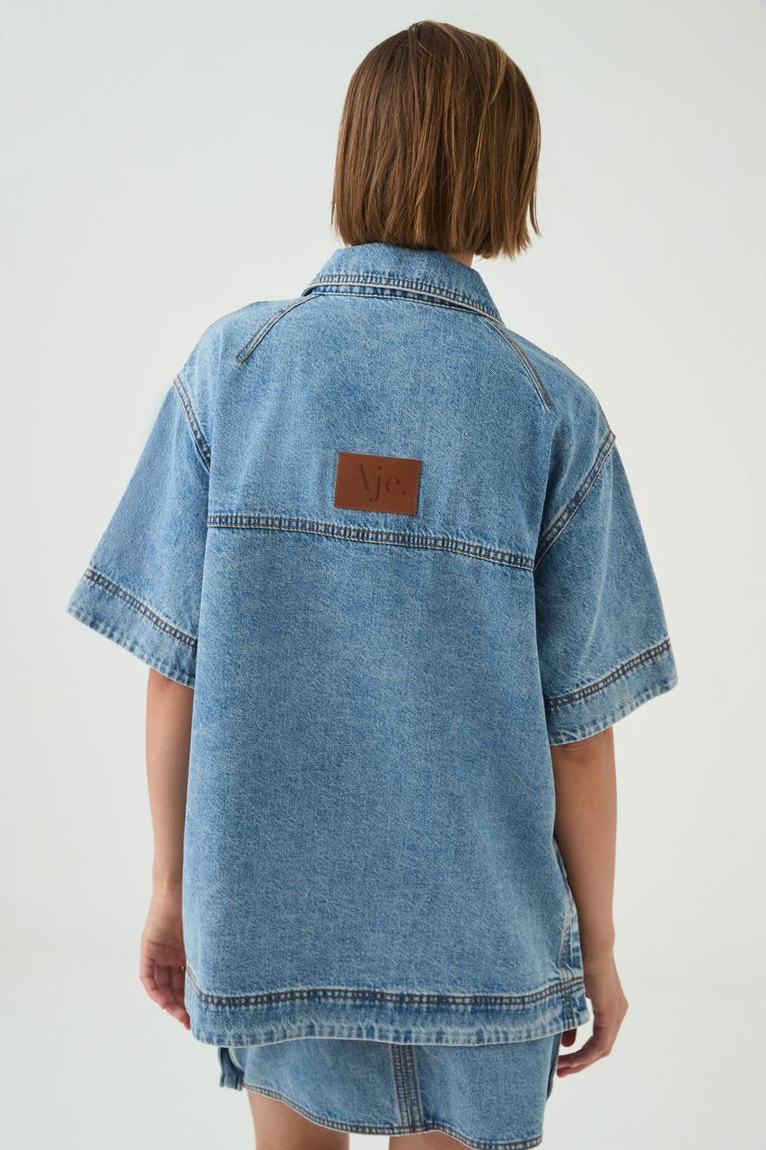 AJ Juno Denim Shirt | Micro Mini Skirt | Set