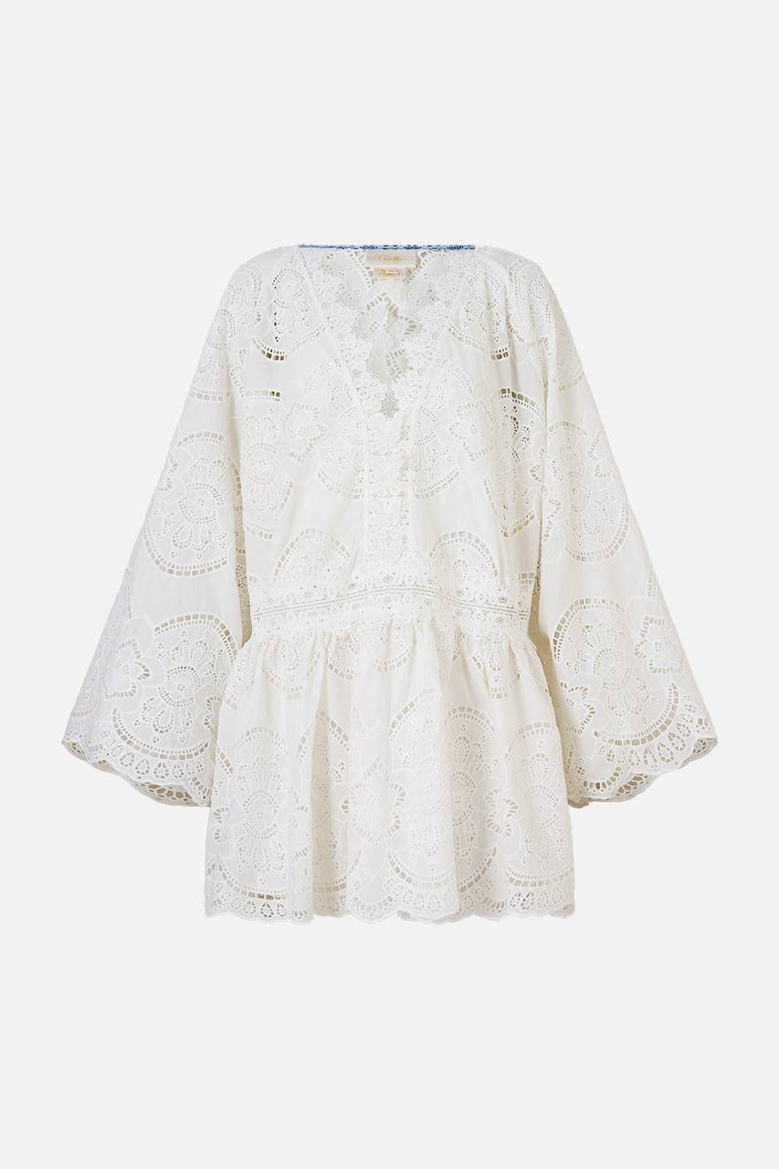 CM A Tiled Wonderland V Neck Relaxed Short Dress