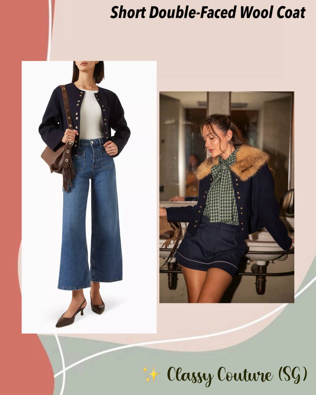 Short Double-Faced Wool Coat