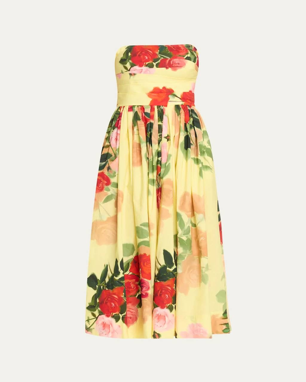 CC Daria Strapless Cotton Midi Dress