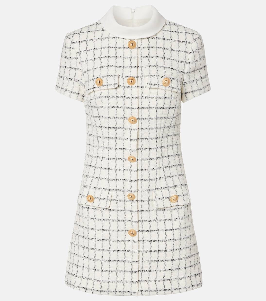 SP White Check Sequin Boucle Mini Dress