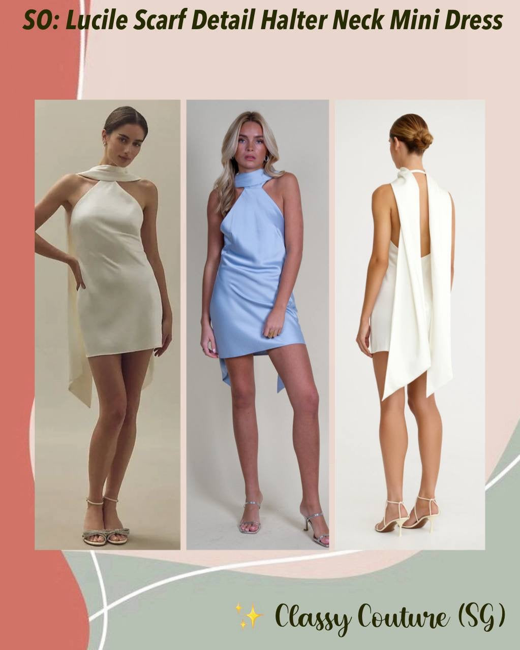 SO Lucile Halter Viscose-Blend Backless Mini Dress Classy Couture (SG) SO Lucile Halter Viscose-Blend Backless Mini Dress Classy Couture (SG)